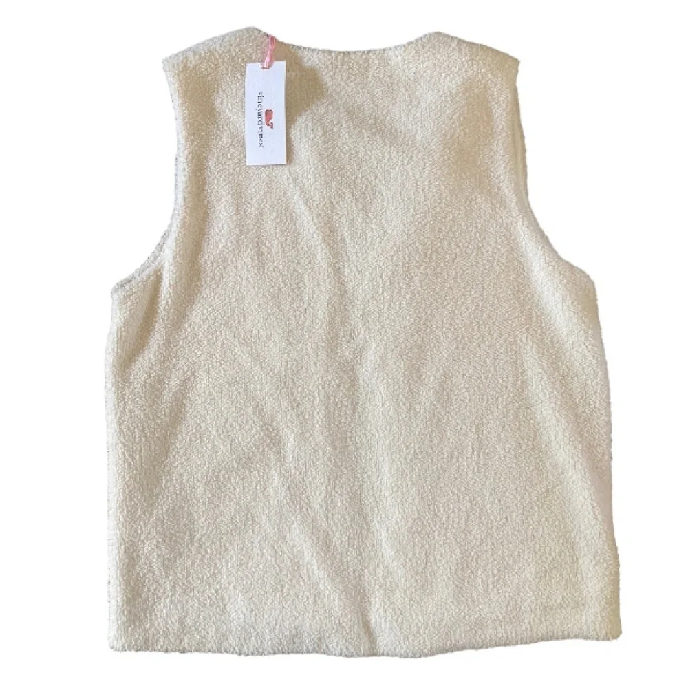 Vineyard Vines Girls Fuzzy Vest NWT in Off White Cream Sleeveless Layering Sz 14